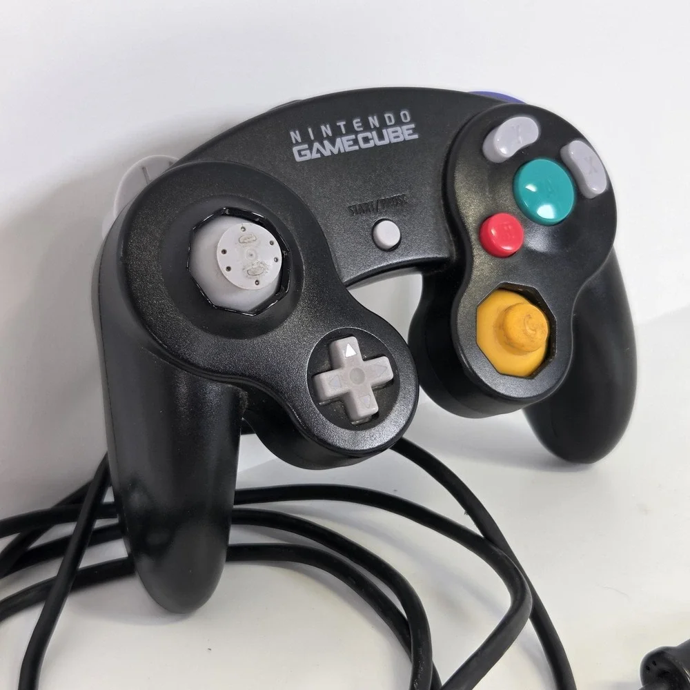 Nintendo GameCube Controller Black Wired DOL-003 OEM Ergonomic 8ft Cable